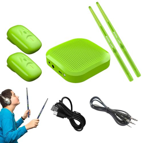 Elektrische Lufttrommel Set, Air Drum Set, Air Drumsticks mit Pedal/Audio Adapter/AUX-Kabel und 8 Sounds, Elektrische Drum Sticks Geeignet für Erwachsene Anfänger (Grün)