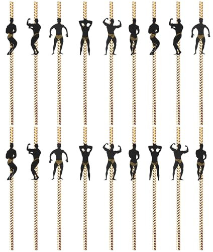 Gadget Addio Al Nubilato Sposa, 18 Pezzi Di Cannucce Di Carta a Forma Di Muscoloso (Stile 2)