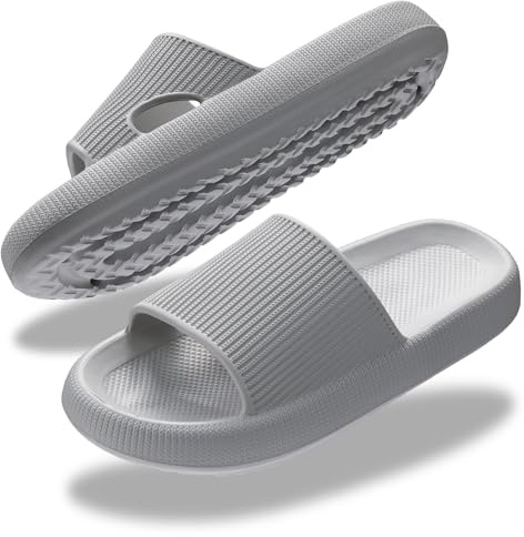 Donpapa Ciabatte Donna Uomo Estive Sandali Pantofole Comode Slide Morbide Antiscivolo Piscina Spiaggia Doccia Interno Esterno Scarpe da casa Grigio 250