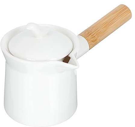 MOTHNUR Tetera De Cerámica Tapa y Asa, Capacidad 300 Ml, Recipiente Para Leche, Tetera Decorativa Blanca, Adecuado Para Té Suelto Casa, Diseño Funcional y Seguro