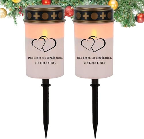 Juego de 2 lámparas LED de tumba, lámpara de vela ritual, impermeable, decoración de luces LED para cementerio, tumba, , patio, hogar, fiesta, jardín