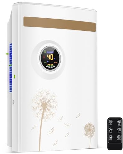 Deumidificatore Elettrico Lofrritp GB-100, 2.2L, Bianco, 2 Modalità, Timer 24h, Purificazione UV, Sbrinamento Automatico, Contro Umidità Muffa per Camera da Letto, Bagno, Ufficio