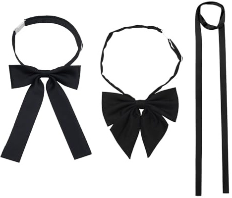 FAURAPMNG Lot de 3 nœuds papillon pour femme – Ensemble de nœuds papillon en ruban élégant pour filles et femmes, styles pré-noués et à nouer soi-même réglables pour uniforme scolaire, fête, mariage