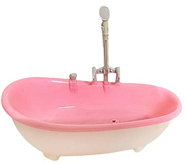 HGZLQKD 1:6 Scale Dollhouse Bathtub Dollhouse Bathroom Bathtub Miniature Dollhouse Kids Pretend Toys for Kids Children, Light Pink