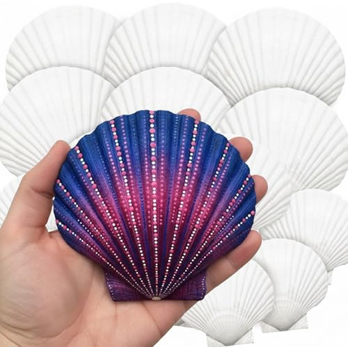 BAG.IT 18 Pcs Natural White Sea Shells (5-13CM) Scallop Shells for DIY Craft,Painting, Jewelry, Home, new Year Decor and Beach Theme Wedding Decoration Fish Tank Vase Fillers Seashells Bulk