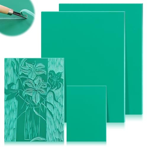 BSTDAYEVER Blocchi per Intaglio Timbri in Gomma Linoleum per Incisione A4 A5 A6 Kit Rubber Carving Block Gomma per Timbri Fai da Te Sicuri per Timbri Artigianato Progetti di Stampa (4Pezzi)