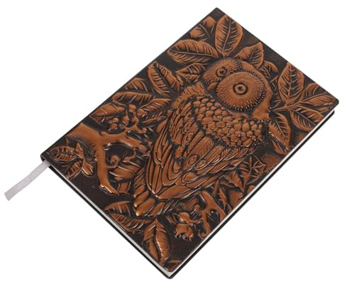 Abaodam Cuaderno Vintage A5 Diseño de Búho, Tapa Dura de Cuero y Papel para Scrapbooking y Trabajo de Poesía, Adecuado para Diario de Viaje