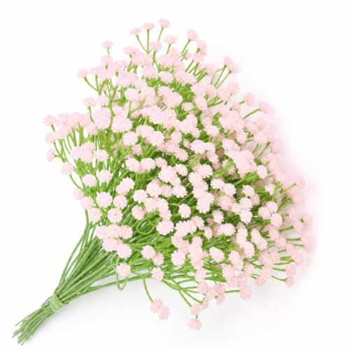 15 st konstgjord brudslöja, 29,5 cm små konstgjorda blommor för vas, bordsdekoration till bröllop, bukett, fest- och heminredning (Rosa)