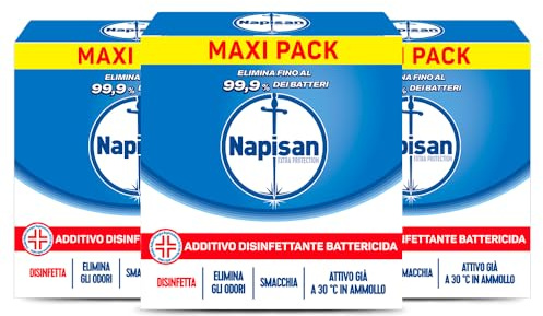 Napisan Additivo Lavatririce Igienizzante Extra Protection in Polvere 1100gr, 3 Confezioni da 1100gr di Additivo in Polvere Lavatrice