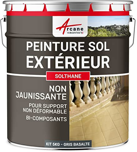 ARCANE INDUSTRIES Peinture pour Sol extérieur et intérieur, pour béton, Haute résistance, Non jaunissante : Solthane - 5 kg Gris Basalte - RAL 7012