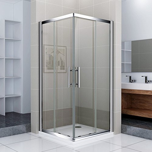 Porte de douche coulissante 70x70x185cm cabine de douche angulaire 2 volets et 2 verres fixés