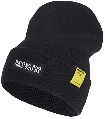 Nebelkind Beanie Pulp in Schwarz Strickmütze mit Patch Oversized One Size