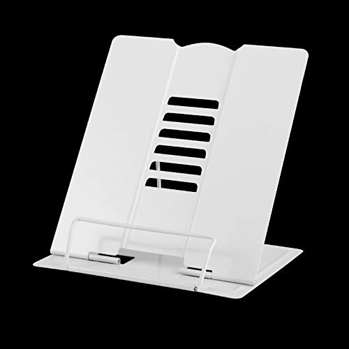 MSDADA Grande Multifunzione Leggio in Libri, Regolabile Supporti per Libri, 6 Altezze Regolabile Metallo Book Stand per Libri, cuochi, Ricette, iPad,Musicale,Tablet (Bianco)