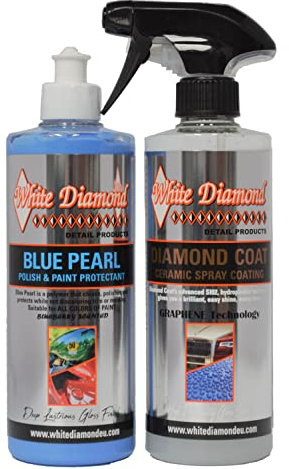 White Diamond Detail Products Blue Pearl - Spray d'étanchéité graphène céramique pour voiture et revêtement diamant avec chiffon en microfibre inclus.