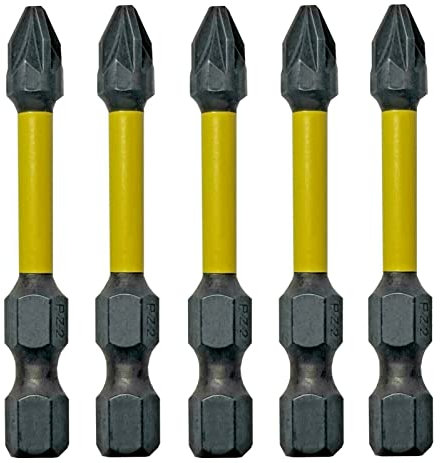 PZ2 Impact Driver Bits – 5 Pack | 50mm Screwdriver Set PZ2 Bits | PZ2 Impact Driver Bits | POZI 2 Impact Driver Bit Set | Pozidriv Screws Impact Bit Set Compatible with Dewalt Milwaukee Makita Bosch