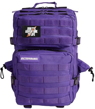ELITRAINX Zaino tattico militare da 25 litri con bandiera della Spagna impermeabile per sport, cabina di aereo, palestra, attività all'aperto, cross training (viola)