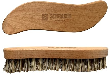 Schrader Smutsbyst – Vegansk skrubbborste för rengöring av trä, kakel och läder – av bokträ och naturfiber – 20 x 5 cm – 1 styck