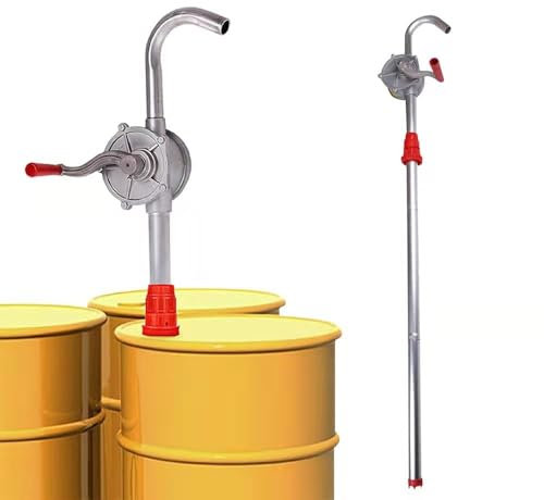 Hand Crank Oil Barrel Pump, Aluminum Alloy Rotary Hand Drum Barrel Pump Tool for Petrol Diesel Fuel Garage, Hand Oil Pump Oil Barrel Drum Pump for Manual Rotary Fuel Transfer