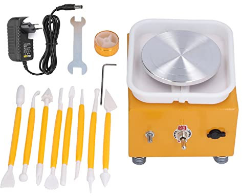 Elektrische Töpferscheibe Maschine, Keramik Tonmaschine Töpferset Keramikformwerkzeug Elektrisch Töpfer Drehscheibe, für Anfänger Enthusiasten 0~2000 RPM (EU-Stecker)