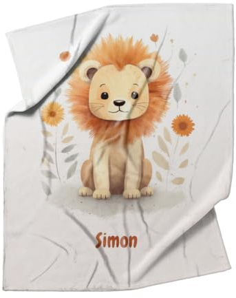 fotobar Kuscheldecke - Namensdecke Kleiner Löwe personalisierbar Multi 125 x 155 cm
