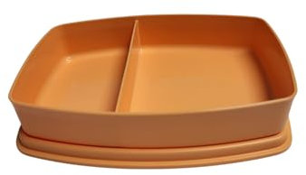 Tupperware to Go Lunch Box Clevere Pause 590 ml con divisorio Eco+ Scuola, contenitore per il pranzo con scomparto (arancione)