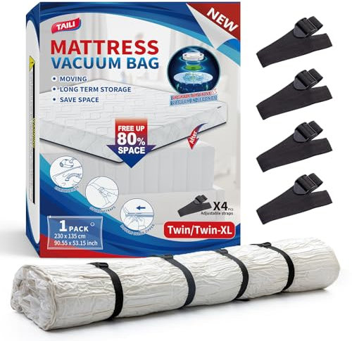 TAILI Bolsa de almacenamiento al vacío para colchón, bolsa de vacío extra grande para mudanzas y almacenamiento, reutilizable, ahorra espacio, bolsa de sellado al vacío para colchón, tamaño Super King