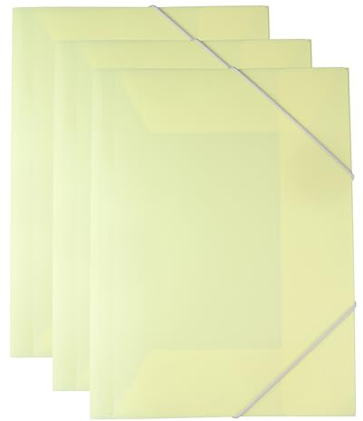 AMO HERMOSO 3 stycken postmapp A4-skola, lätt plastmapp med elastiskt band, samlarmapp för kontor, universitet och hem (3, gul)