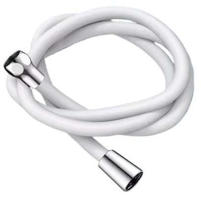 Pommeau de douche flexible en silicone de 1,5/2 m, tuyau anti-enroulement haute pression puissant pour robinet de salle de bain (blanc, 1,5 m)