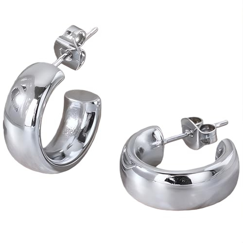 Pendientes de aro pequeños de titanio para mujer, hipoalergénicos, 1 par de aretes gruesos de media argolla para uso diario, delicados, no se deslustran, joyería de moda