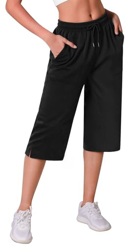 Crewhpo Pantalon Capri Femme Poches Tissu Léger Sport et Détente Doux