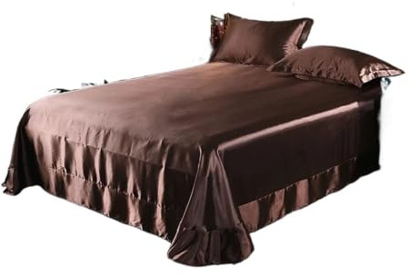 LuoAXINN Satin sängkläder set silke lakan och örngott lakan fläckigt silkeslent set drottning (färg 8, 250 x 250 cm 3 st set)
