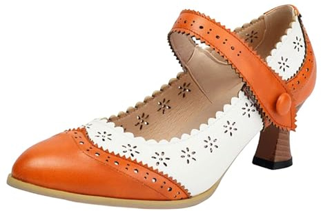 Zapatos de tacón Medio Estilo británico con Punta Afilada y Tira, diseño Tallado Hueco y Punta Tallada, Elegantes para Mujer, Oficina y Eventos.