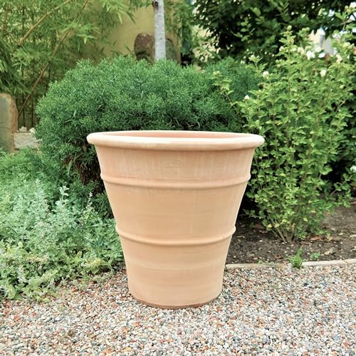 Palatina Grand pot de fleurs en terre cuite fait à la main Hauteur 50 cm Pot de fleurs résistant au gel pour le jardin, le balcon ou la terrasse Yucca 50 cm