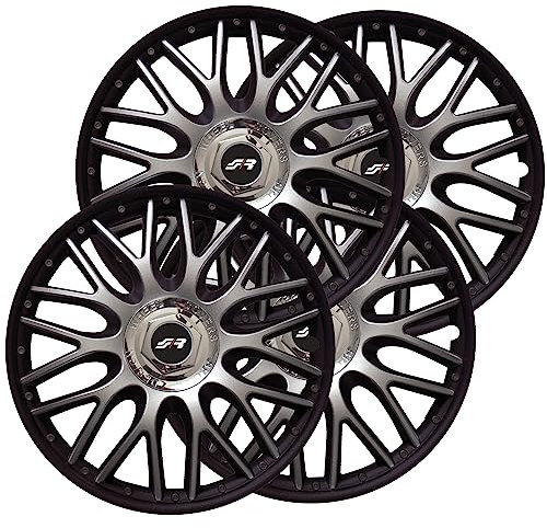 Simoni Racing ORD/15B, Set 4 Copricerchi universali Orden Black da 15 pollici, Copriruota auto Grigio e Nero