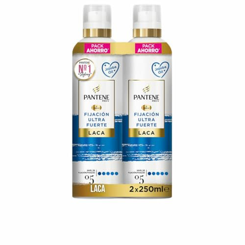 Pantene Pro-V Laca de Fijación Ultrafuerte, con Aceite de Jojoba, 2x250 ml