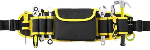 Custodia per elettricista, Borsa per elettricisti, Borsa Porta Attrezzi, Borsa Magazzino Utensili, Cintura Porta Attrezzi Multi Tasche, per Elettricista,Carpentiere,Tecnico Manutenzione.(Giallo)