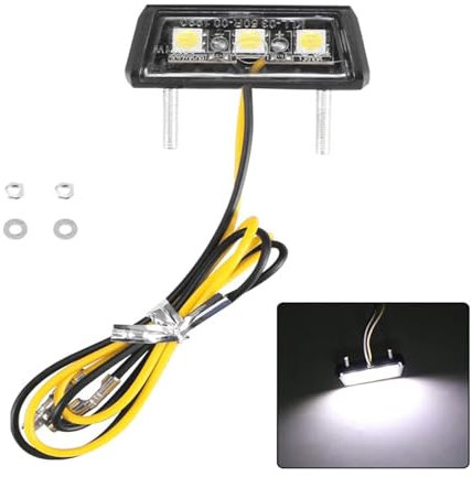 SIGANDG 1 Pezzo Luce Targa Moto,3 chip LED SMD MiNi piccola lampada,Impermeabile per tutti i modelli di moto e quad (Bianco)