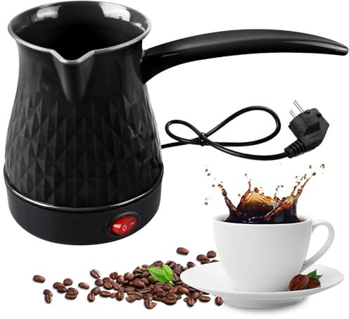 BORDEAG Cafetière Turque à Induction 500ml - Machine à Café Électrique pour la Maison, Le Bureau et Les Voyages (Noir)