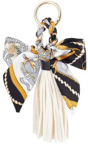 Beebeecraft 2 stücke Bogen Quaste Schlüsselanhänger Weiß Seidenband Bowknot Handtasche Charme Schlüsselanhänger Dekor Für Frauen Mädchen