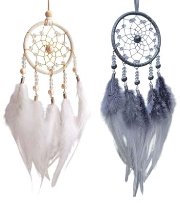 MYGLOAR 2 pezzi acchiappasogni, acchiappasogni in piume, fatti a mano, per bambino, come regali, decorazioni da parete per auto sospese per le camere dei bambini