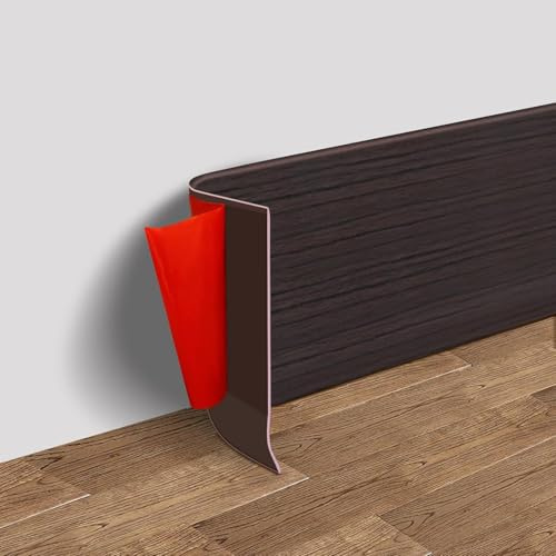 Battiscopa Adesivo Semiflessibile, 8/10cm di larghezza PVC Battiscopa per Muro, Angolare Autoadesivo per bagno, cucina e camera da letto (noce nera, 8cm x 3,5 metri)
