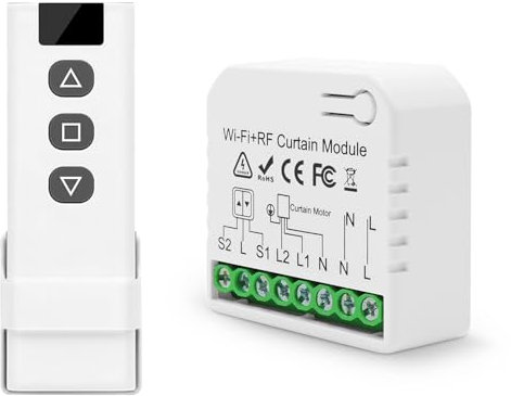 Connected Roller Shutter Module Switch, Tedeligo WiFi Roller Shutter Switch With 433Mhz RF Remote Compatible With Tuya Alexa Google Home For Voice Timer Control