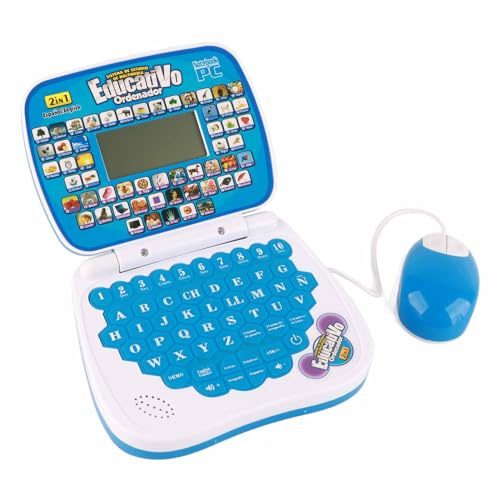 RiToEasysports Inglés Inglés Pequeño Aprendizaje Laptop Toy, Computadora de Aprendizaje Educativo para Niños Pequeños (Blue)