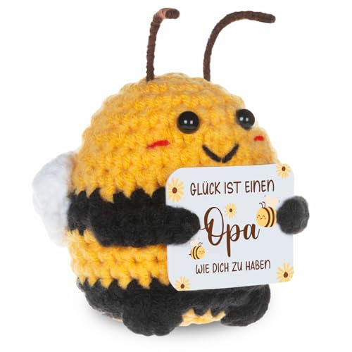 WenmthG Geschenke für Opa Pocket Hug Positive Biene Deutsch Glücksbringer zum Vatertag Weihnachten Geburtstag, Opa Geschenke Geburtstag Bee Happy Biene Positive Kartoffel Deutsch Ersatz - 1 St