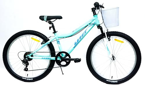 DEPORBIKES Bicicleta 24 Pulgadas niña 8-12 años | Bicicleta montaña + 7 Velocidades Shimano + Frenos V-Break + Suspensión Delantera | Resistente y Segura Ideal para niña (Turquesa)