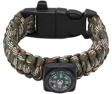 Paracord Bracelet, 3 Pack 26cm Adjustable Emergency Survival Bracelet with Fire Starter Compass Whistle for Outdoor Hiking Camping (3Pcs)