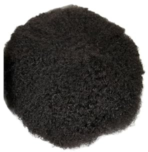 Toupet pour hommes Prothèse indienne, système de remplacement vrais cheveux humains, unités Afro for hommes noirs, boucles(1B 4mm)