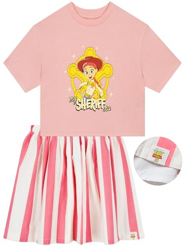 Disney Toy Story Ensemble Jessie 2 Pièces Fille, Tee Shirt Boxy et Jupe Tutu Rayée pour Enfant