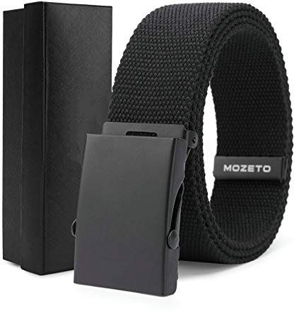 MOZETO Gürtel Herren Länge 115-145 cm Breit 3,8 cm Stoff Canvas Nylon Belt Automatischer Schnallen Verstellbarer Unisex Stoffgürtel