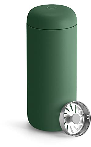 Fellow Carter Move - Tazza da viaggio in acciaio inox, isolamento sottovuoto, con interno in ceramica e paraspruzzi, colore: verde carico, 473 ml